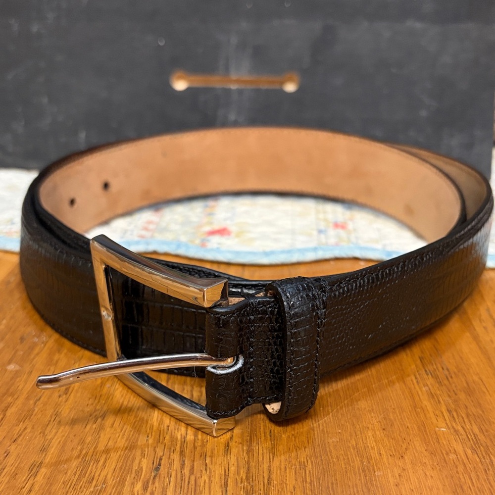 Mens Saks Fifth Avenue Black Leather Belt